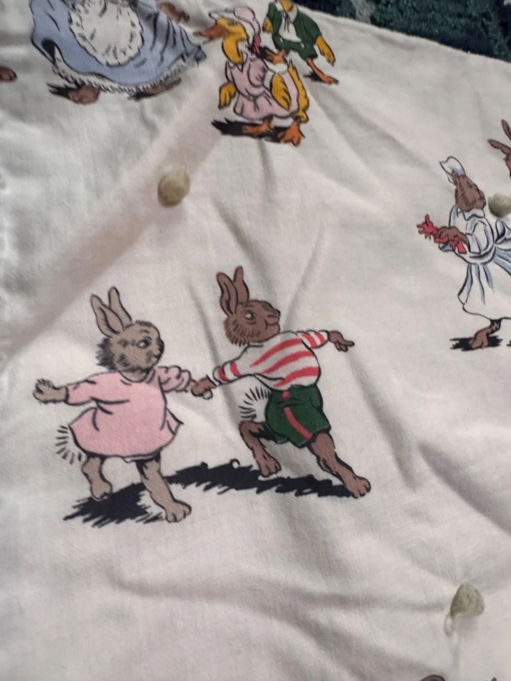Vintage rare Children's Storybook Print crib blanket bedding